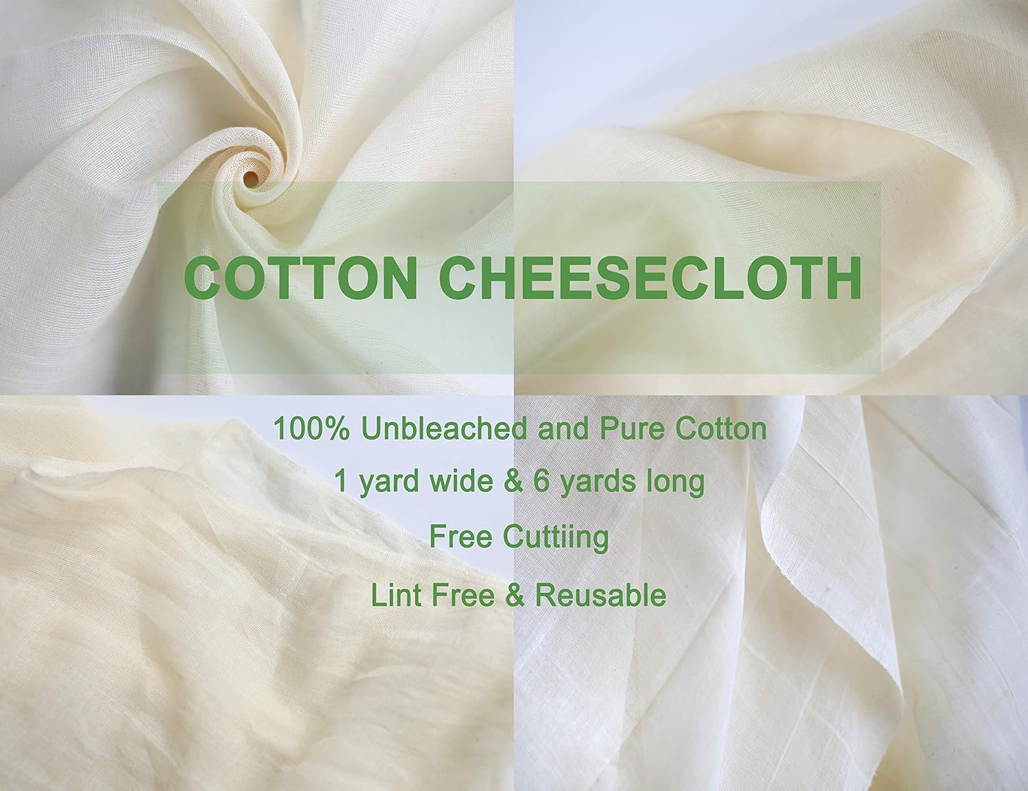 100% Cotton Unbleached Fine Cheesecloth, 54 Sq Feet, Pack of 2 F172943