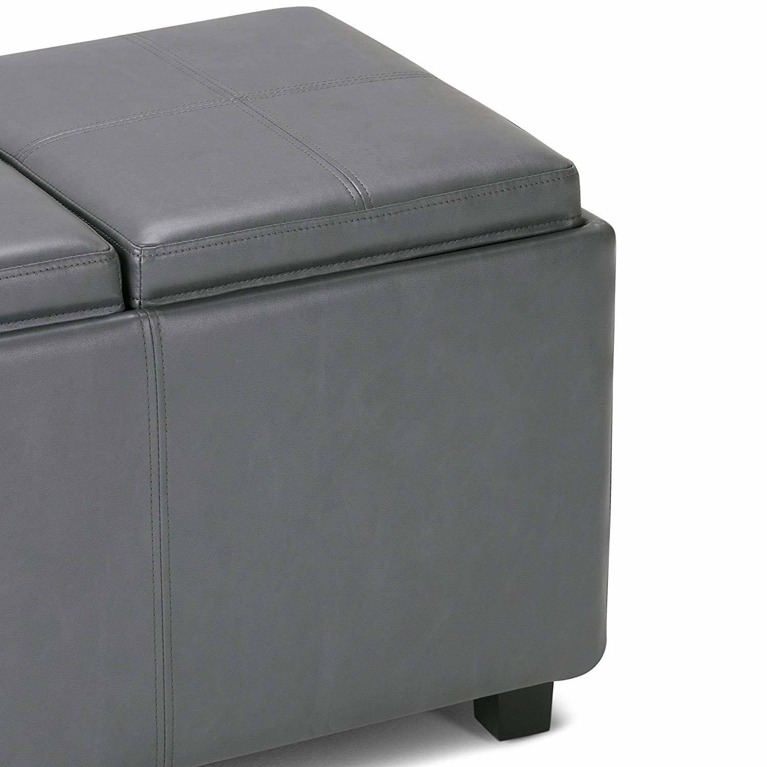 Stone Grey Storage Ottoman N8750