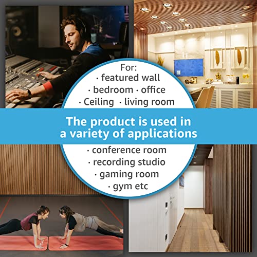 4-Piece Wood Slat Acoustic Panels, Matte Black X421