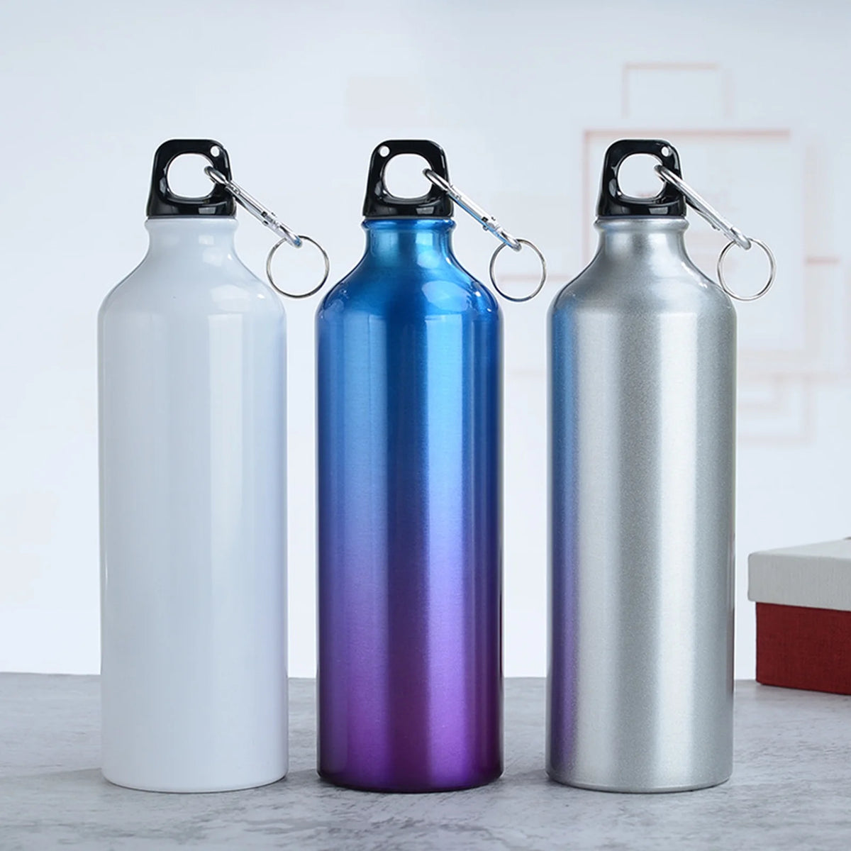 750mL Aluminum Water Bottle with Carabiner W96678