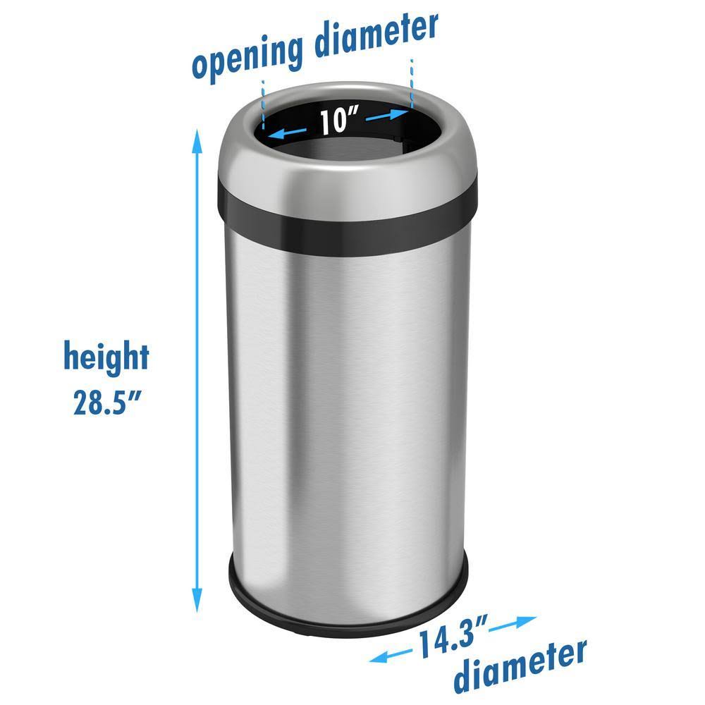 Stainless Steel 16-Gallon Round Open-Top Trash Can A416