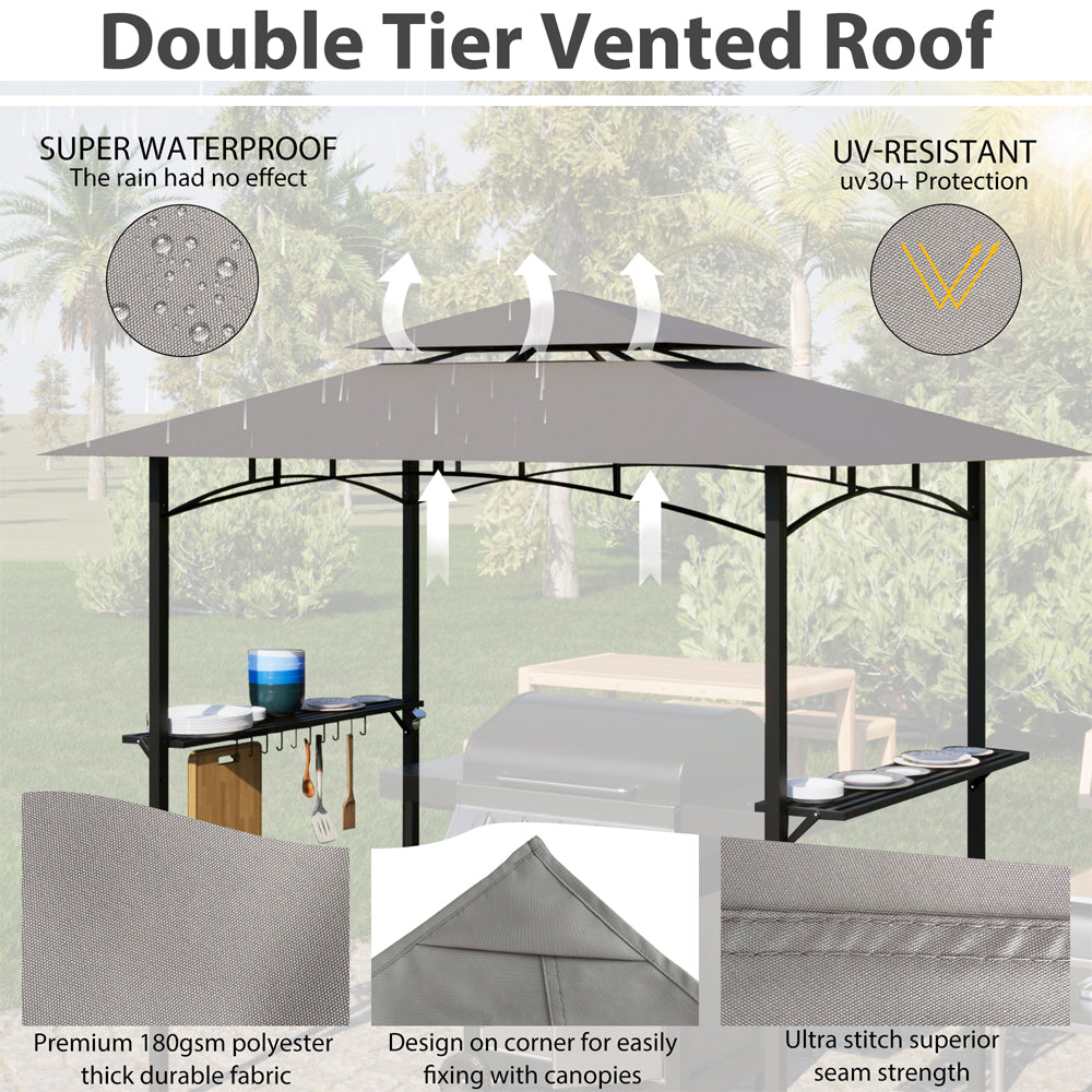 Patio BBQ Grill Gazebo Canopy with 2 Tier, Flame Retardant Cover D791