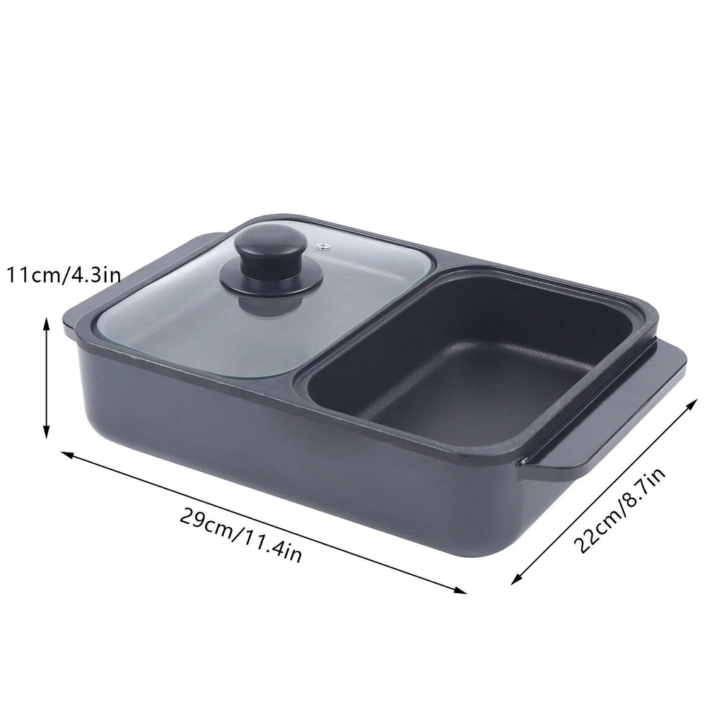 2-IN-1 Electric Hot Pot BBQ Grill Smokeless Cooking Pan 1200W A750