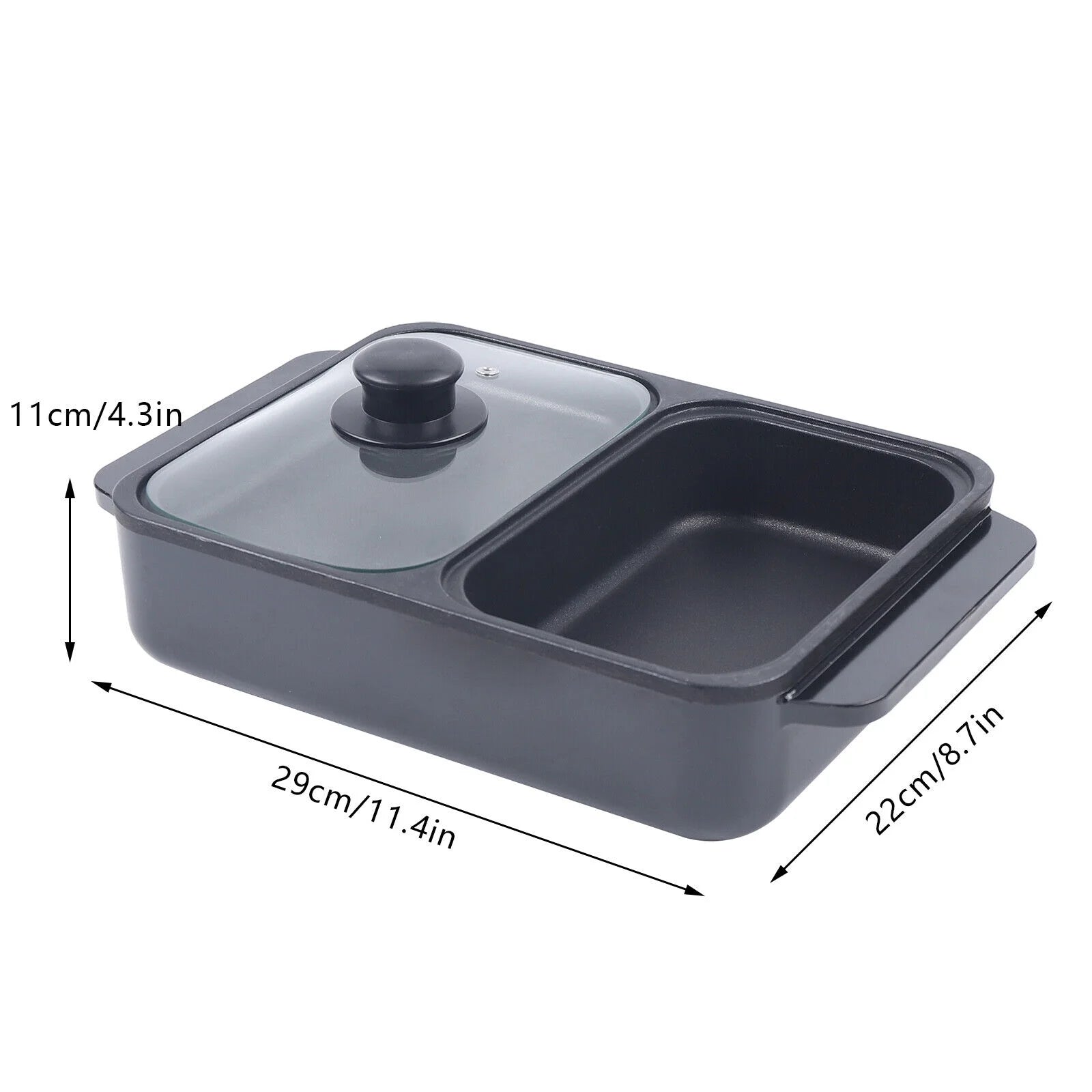 2-IN-1 Electric Hot Pot BBQ Grill Smokeless Cooking Pan 1200W A750