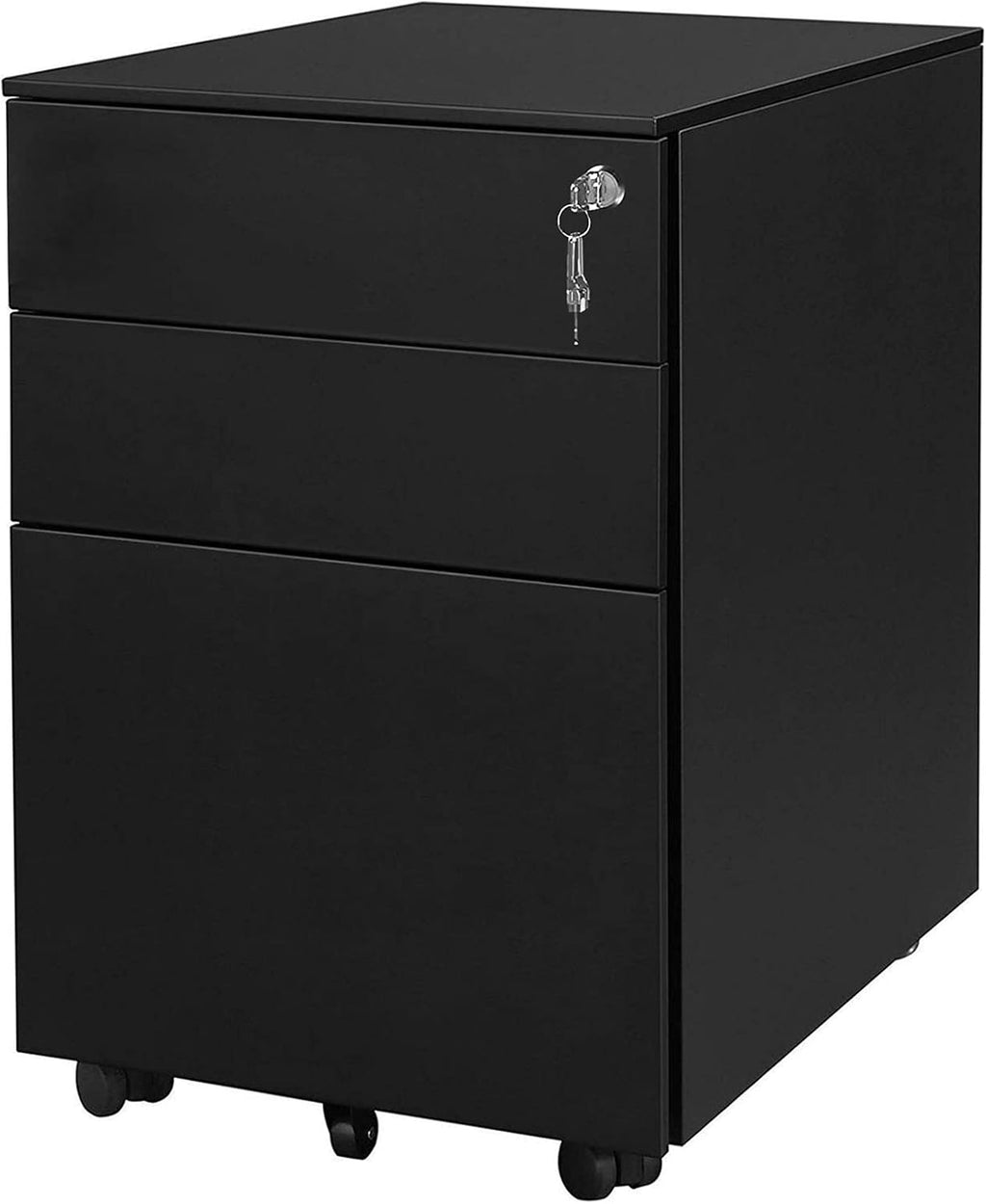 White Metal 3 Drawer Rolling File Cabinet with Lock O1286