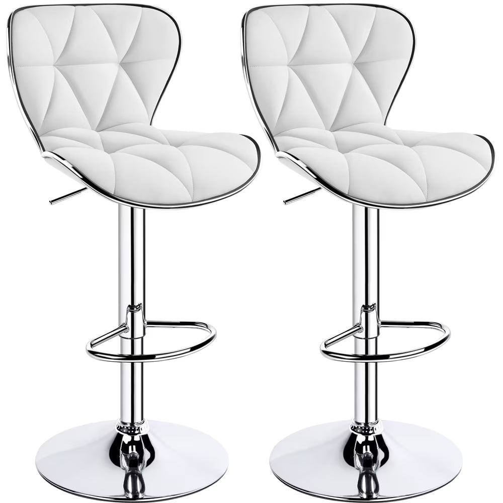 White PU Leather Swivel Bar Stool, Set of 2 Z8923