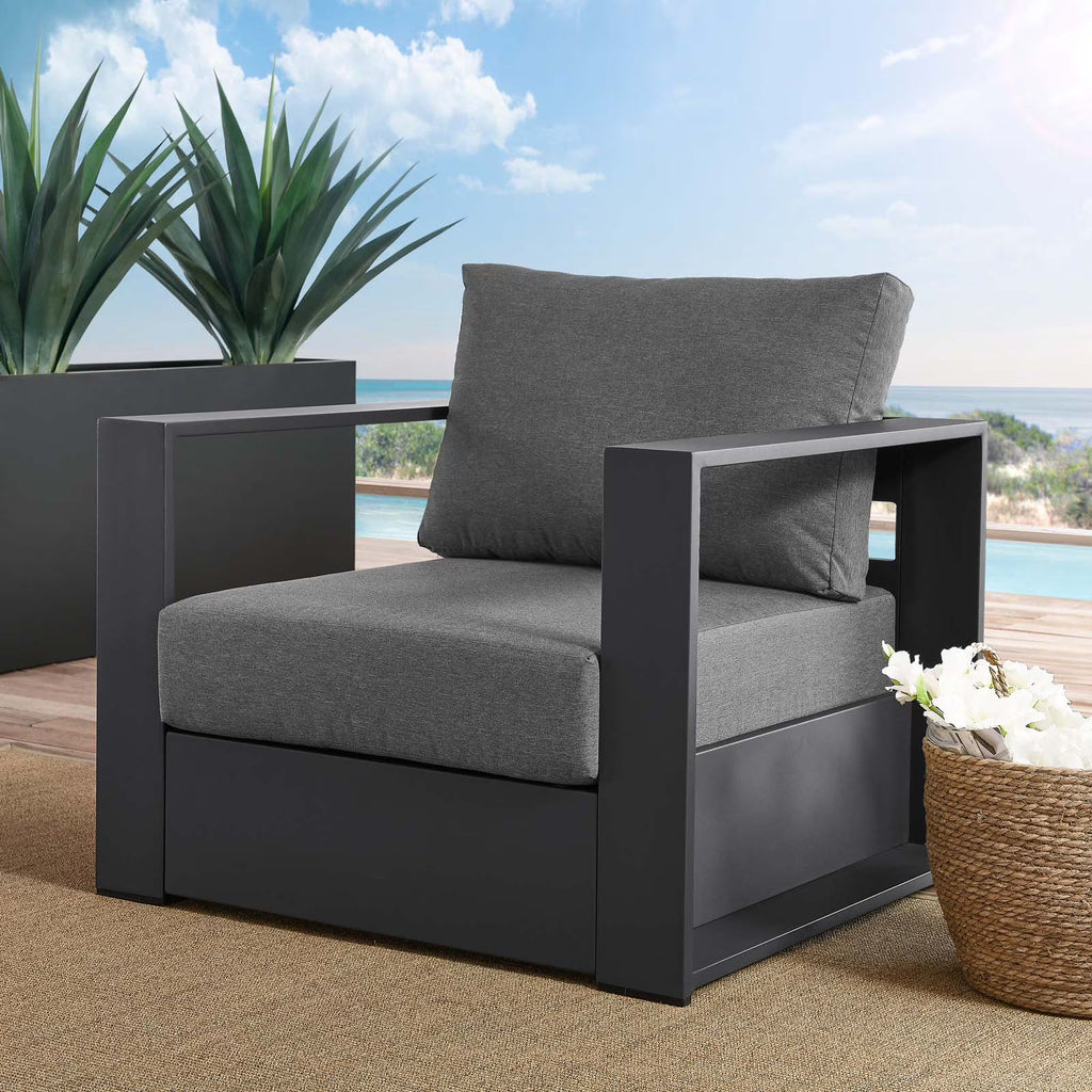 Powder-Coated Aluminum Armchair in Gray Charcoal A35417