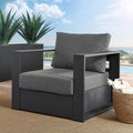 Powder-Coated Aluminum Armchair in Gray Charcoal A35417