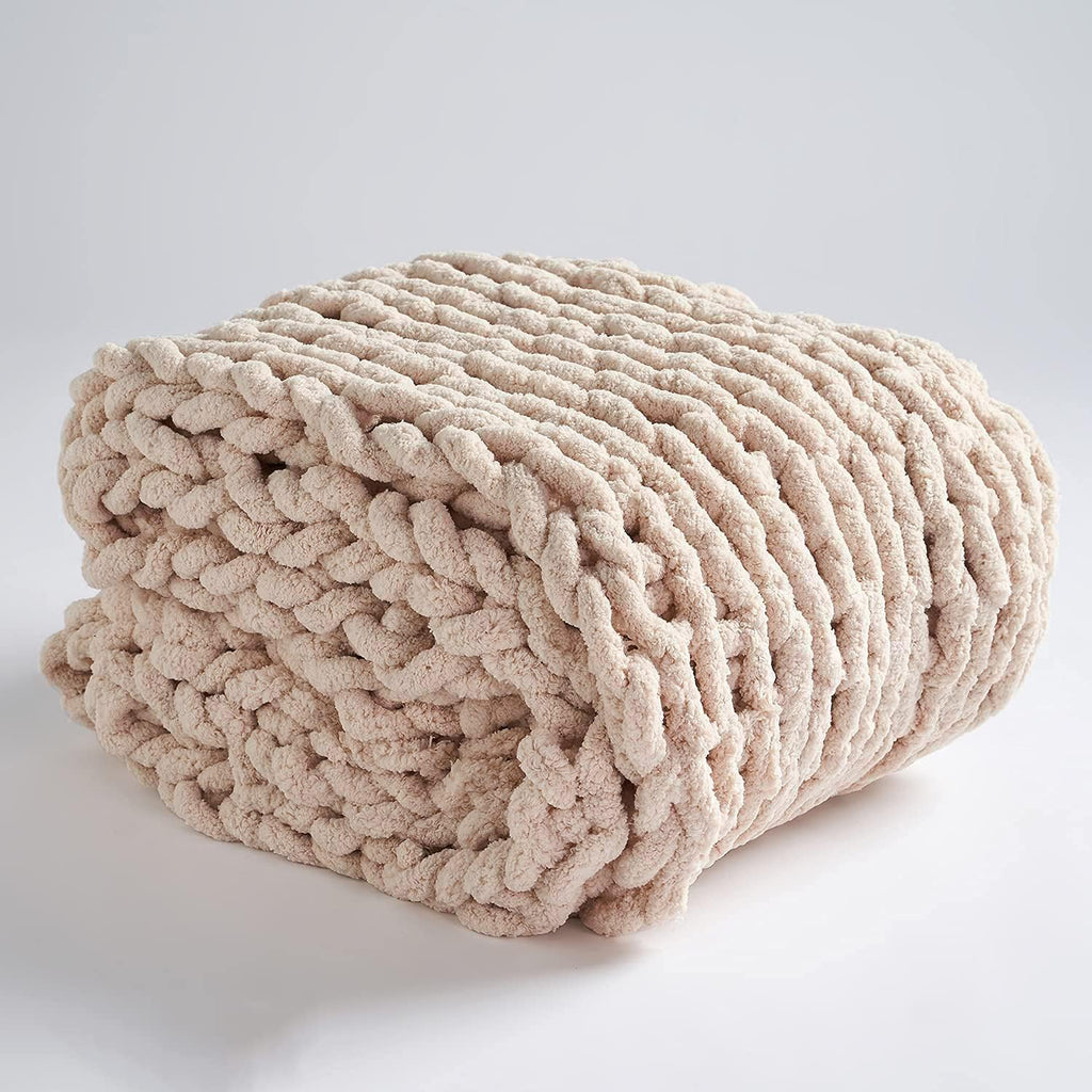 Chunky Knit Chenille Throw Blanket Gray 40x40 V771673