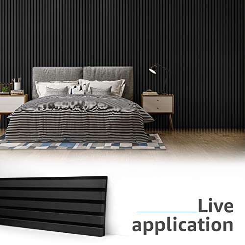4-Piece Wood Slat Acoustic Panels, Matte Black X421