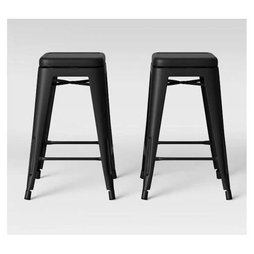 Black Metal Swivel Counter Stool Set of 2 X24086