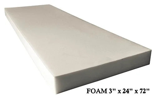 Upholstery Foam High Density Cushion Seat Replacement, 3" H x 24" W x 72" L E7694