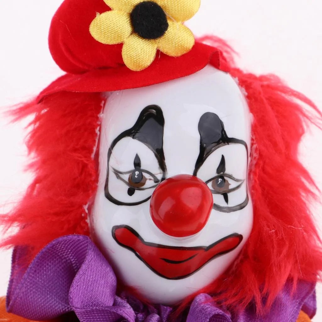 Porcelain Doll Collectibles, Hanging Foot Clown Marionette Puppet Toy, Desktop Decor Ornaments S506065