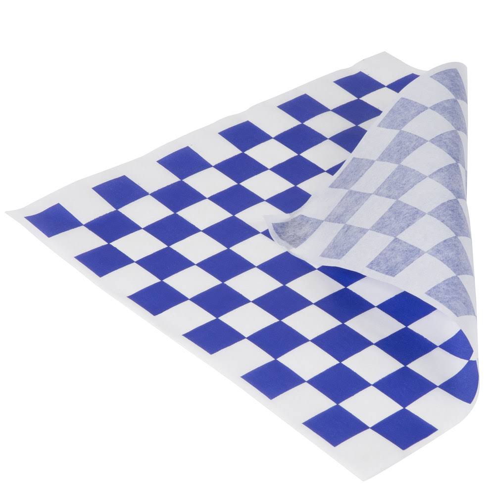 12x22 Blue Check Deli Sandwich Wrap Paper - 5000/Case E25117