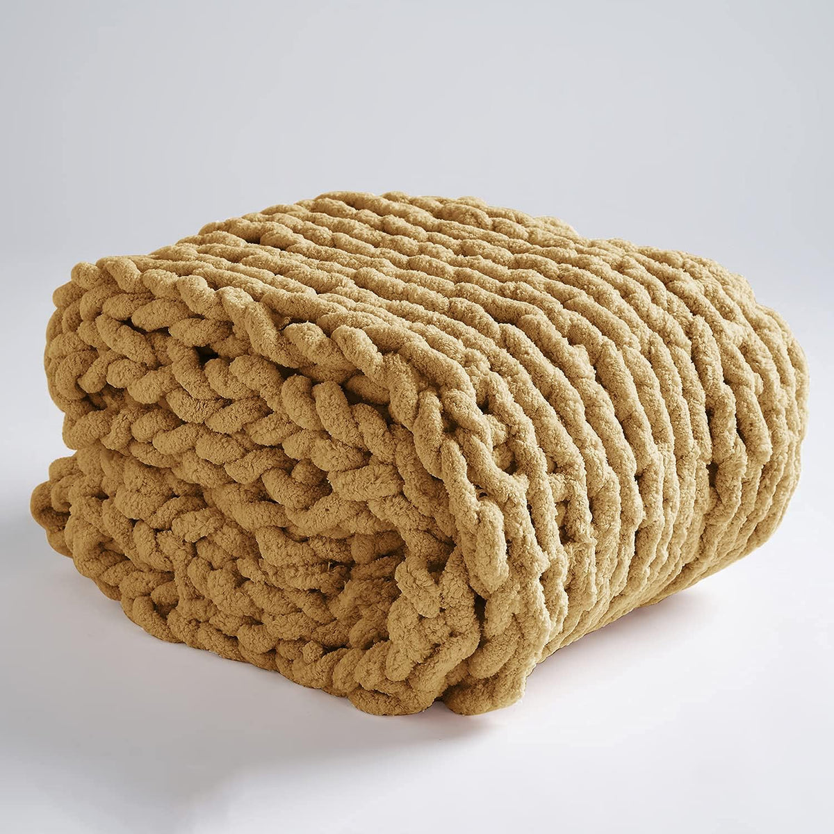 Chunky Knit Chenille Throw Blanket Gray 40x40 V771673