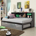 Twin Bookcase Bed with Trundle in Black and Silver F71126