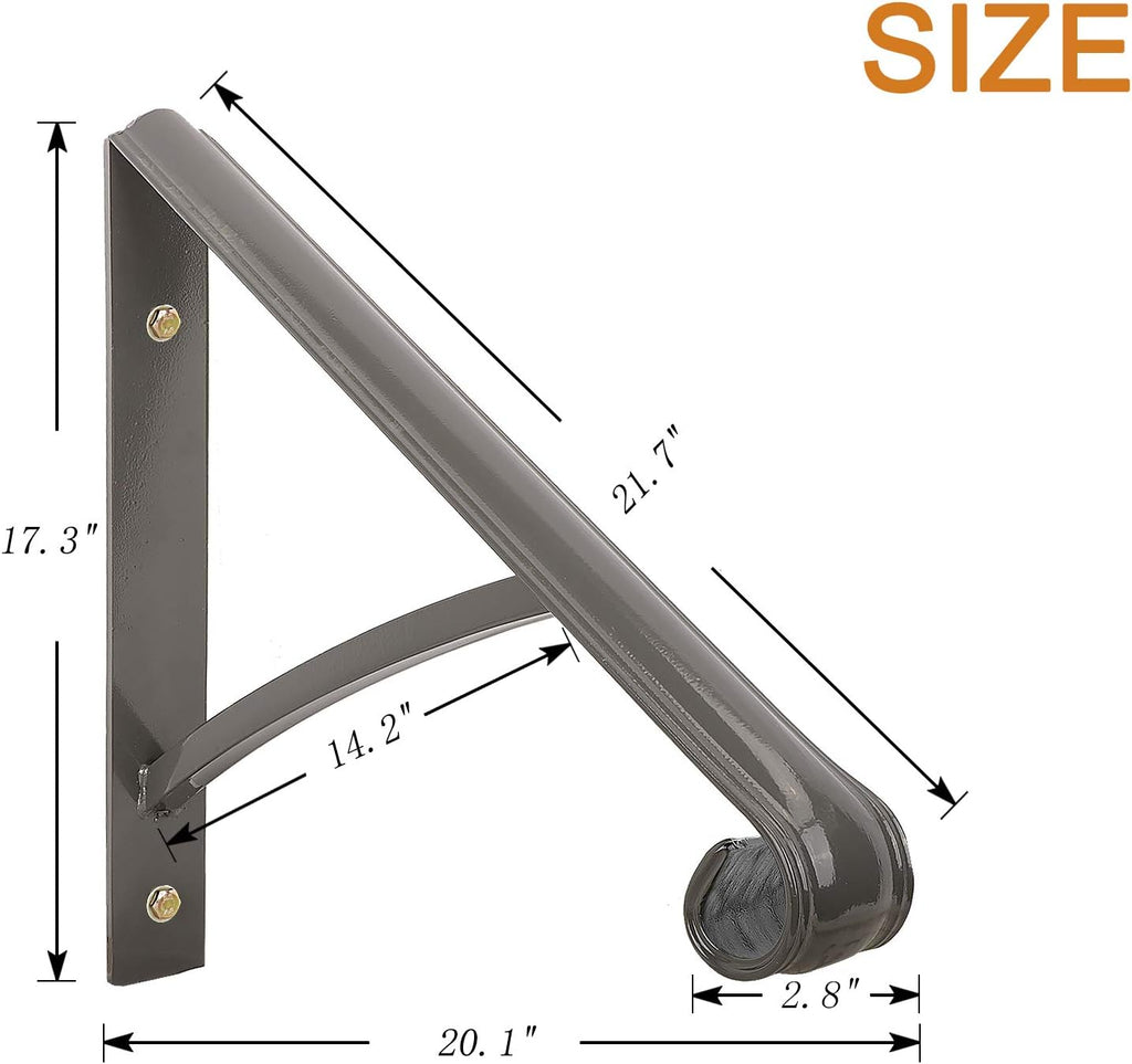 Black Metal Wrought Iron Handrail for Steps, Pack of 2 N94689