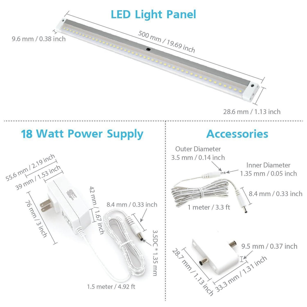 White Finish 3 Extra Long 20 inch Panels LED Dimmable Under Cabinet Lighting Kit D973