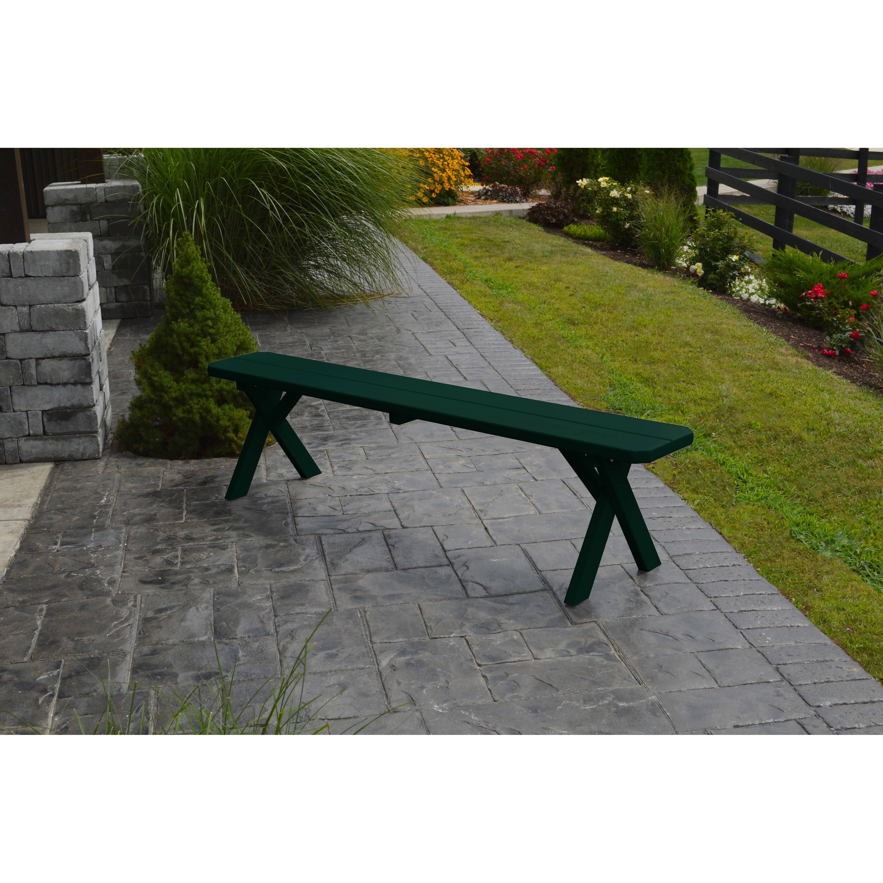 Dark Green Crossleg Bench P624