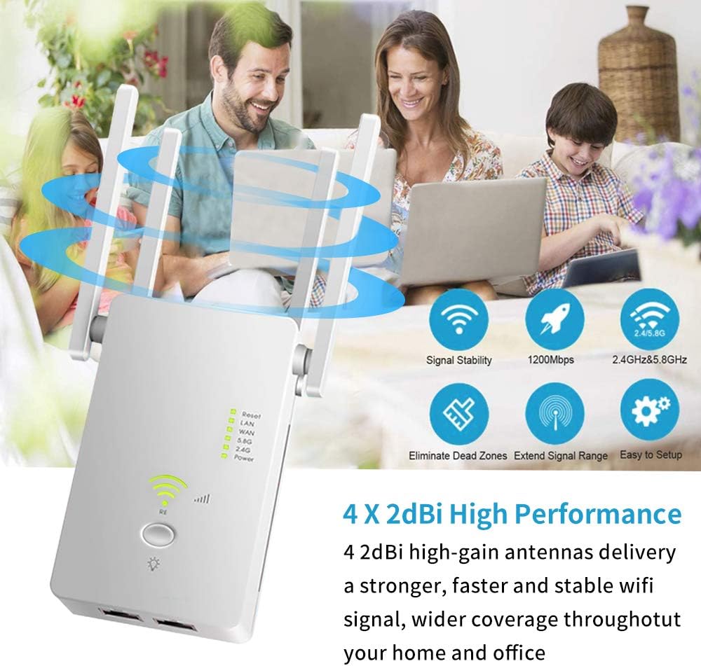 WiFi Extender Wireless Signal Booster 1200Mbps Dual Band Pack of 2 K13788