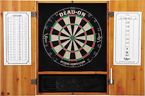 Solid Wood Cabinet and Sisal Bristle Dartboard Bundle A295