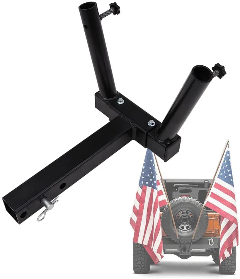 Hitch Mount Dual Flag Pole Holder for 2" Trailer Receiver S118700