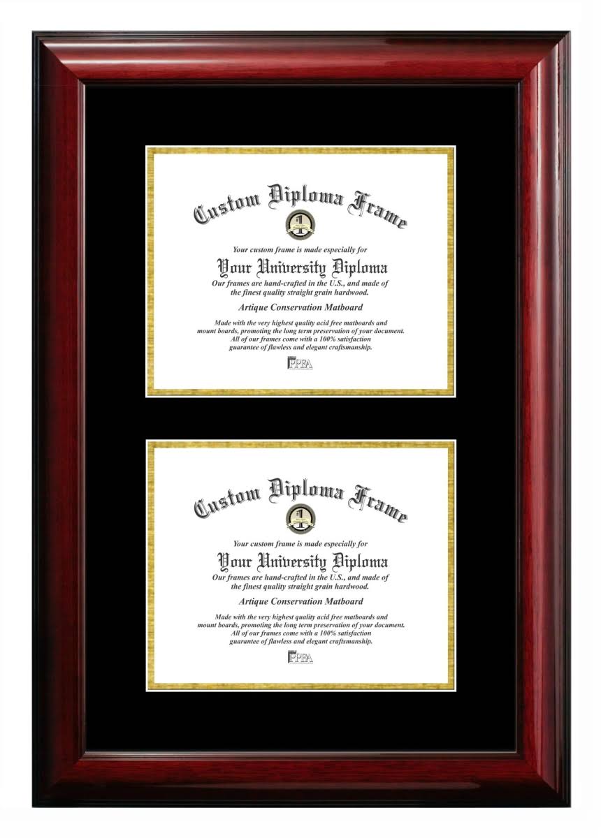 Mahogany Certificate Frame with Black & Gold Mats Q1009