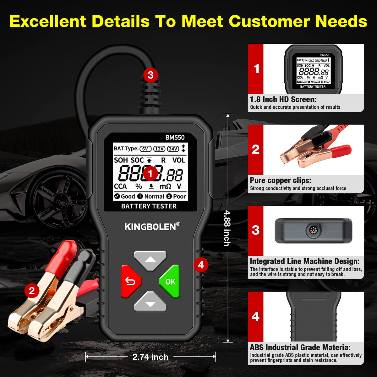 6V 12V 24V Car Battery Tester G238
