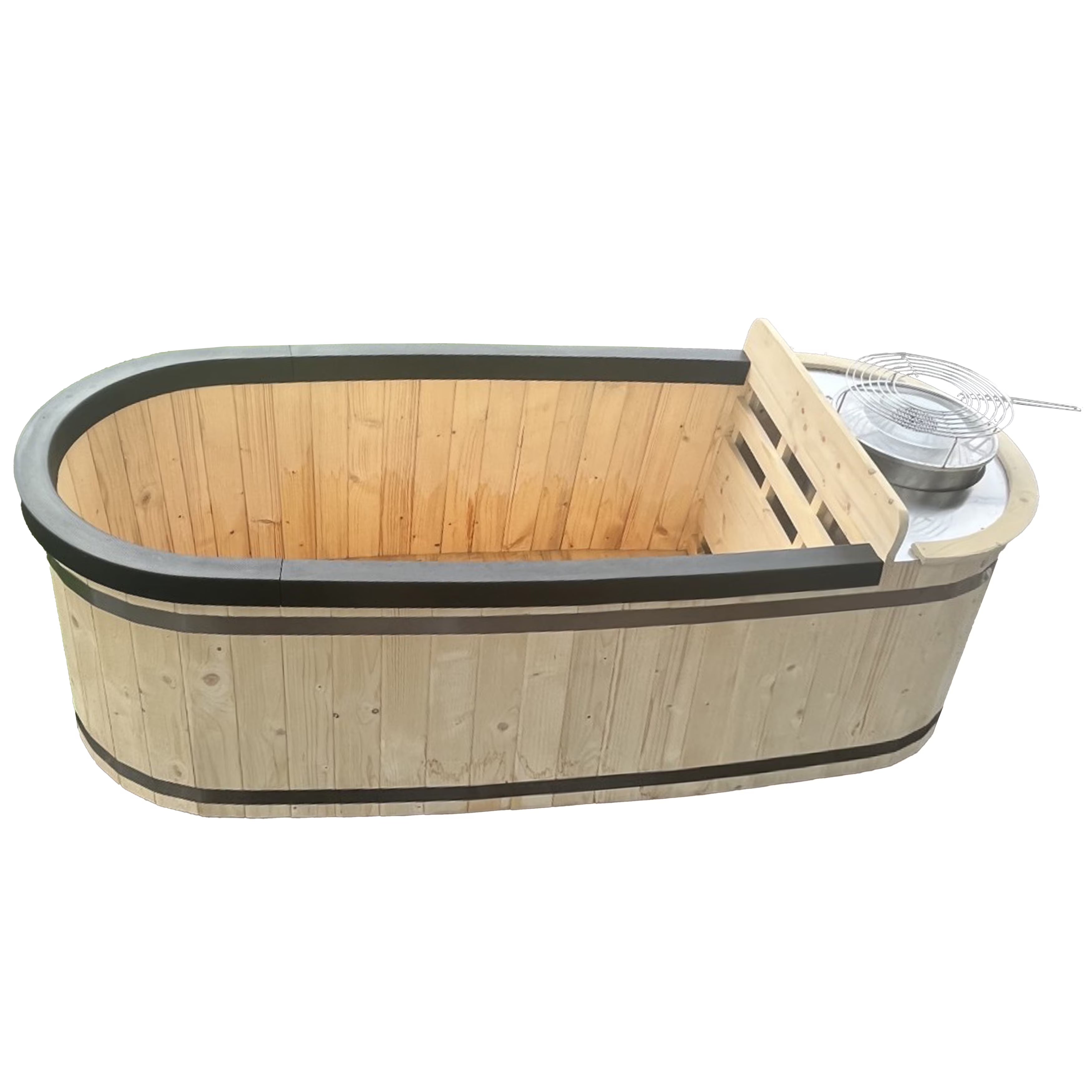 Natural Pine Wood Hot Tub 2 Persons 132 Gallons with Charcoal Stove X8610
