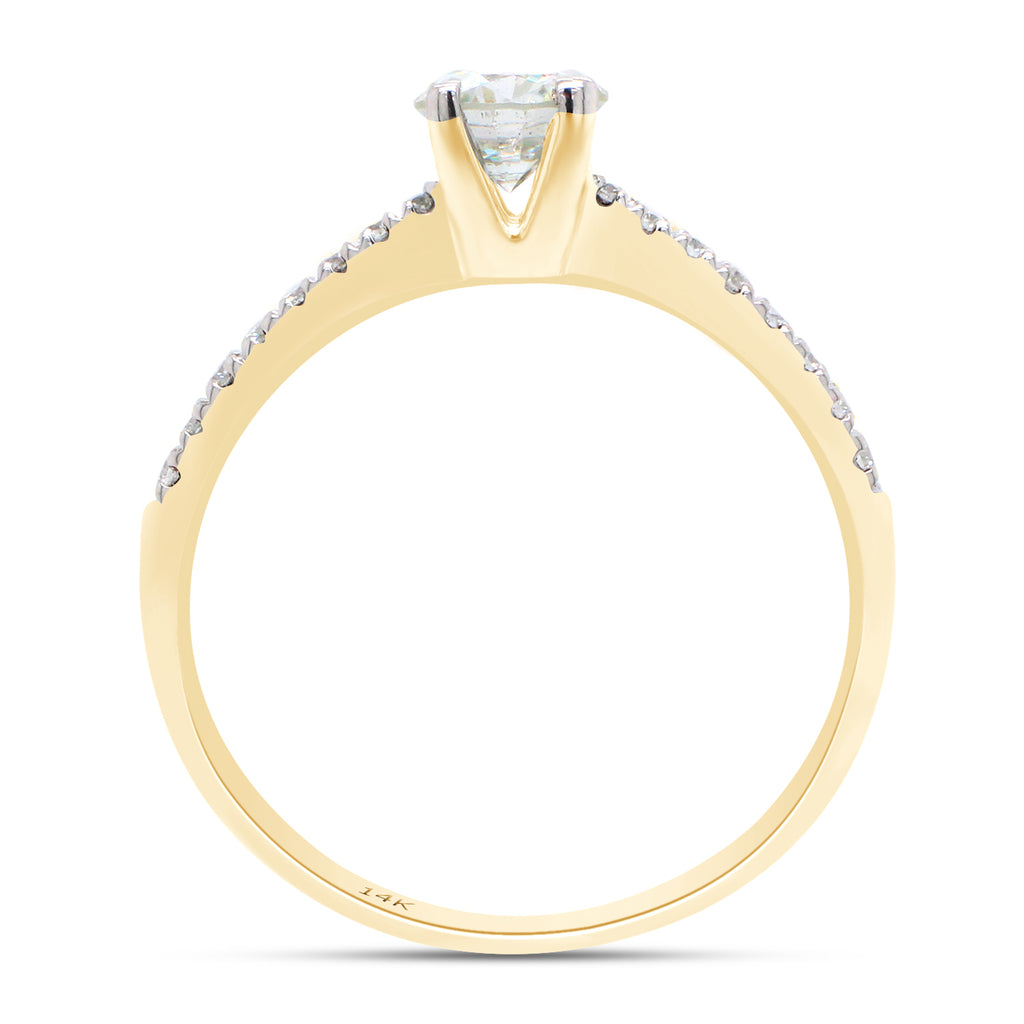 14K Solid Yellow Gold Solitaire Engagement Ring with 1/2 ct. t.w Round Cut Lab Created Moissanite R6624