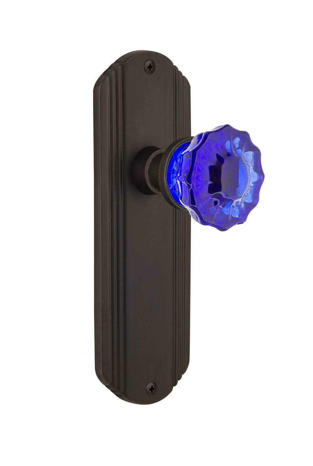 Crystal Cobalt Glass Door Knob in Oil-Rubbed Bronze I7203