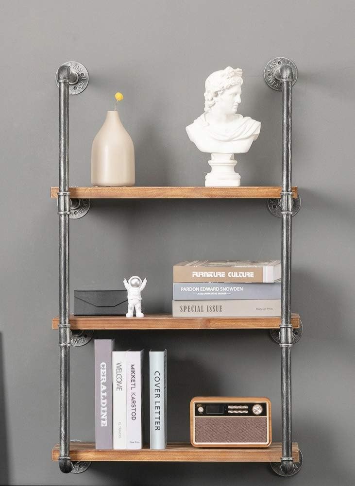 Industrial Retro Wall Mounted Iron Water Pipe Shelf C8889