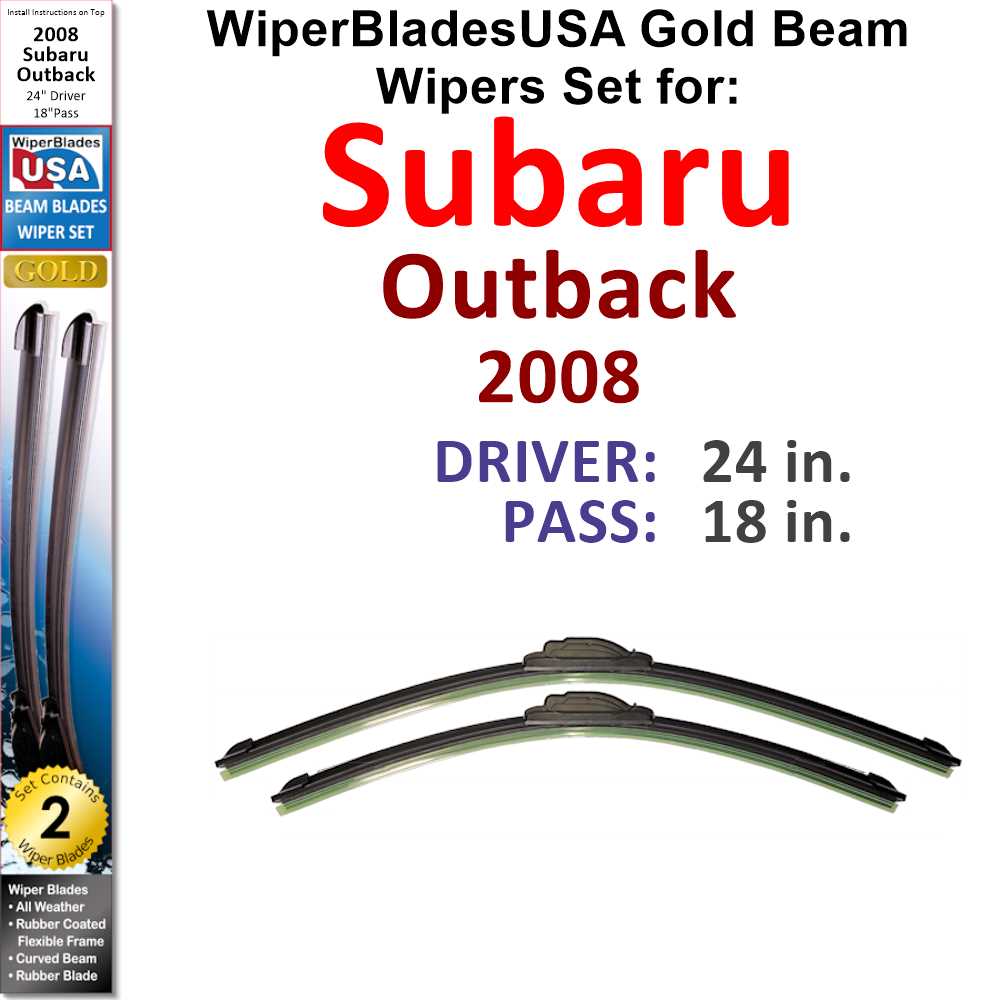 2008 Subaru Outback Beam Wiper Blades (Set of 2) Q232