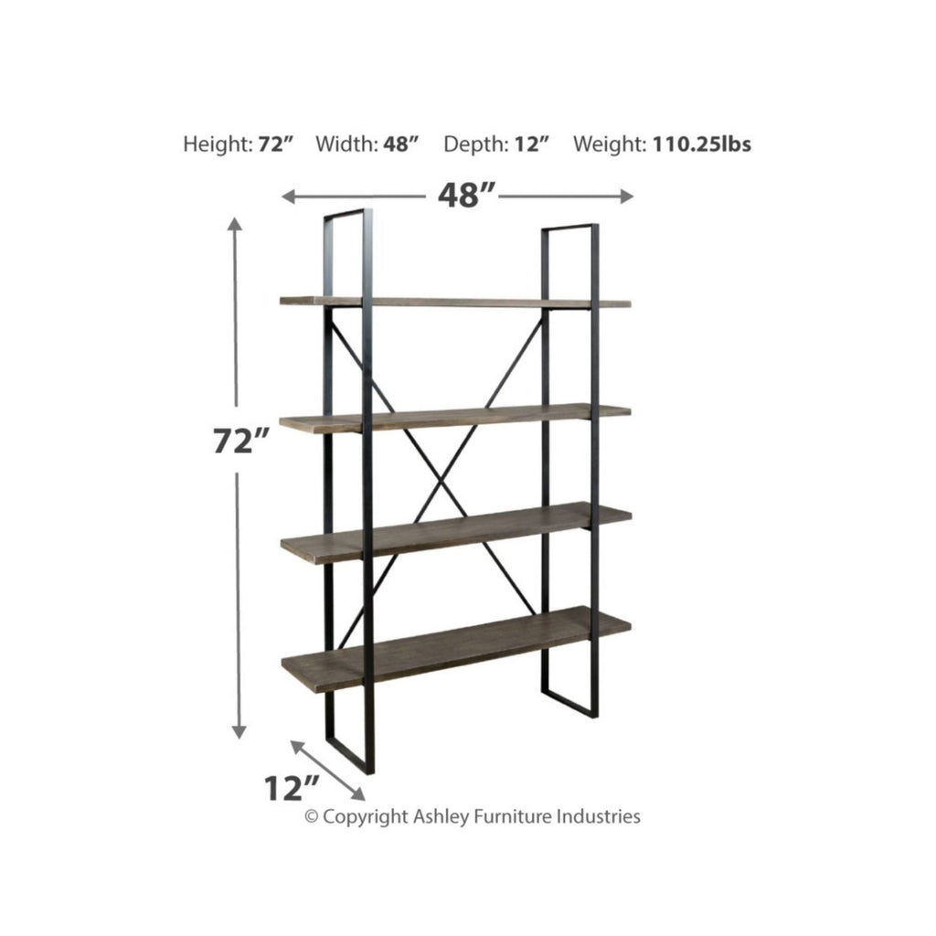 Black and Grey Wood and Metal Bookcase G7093