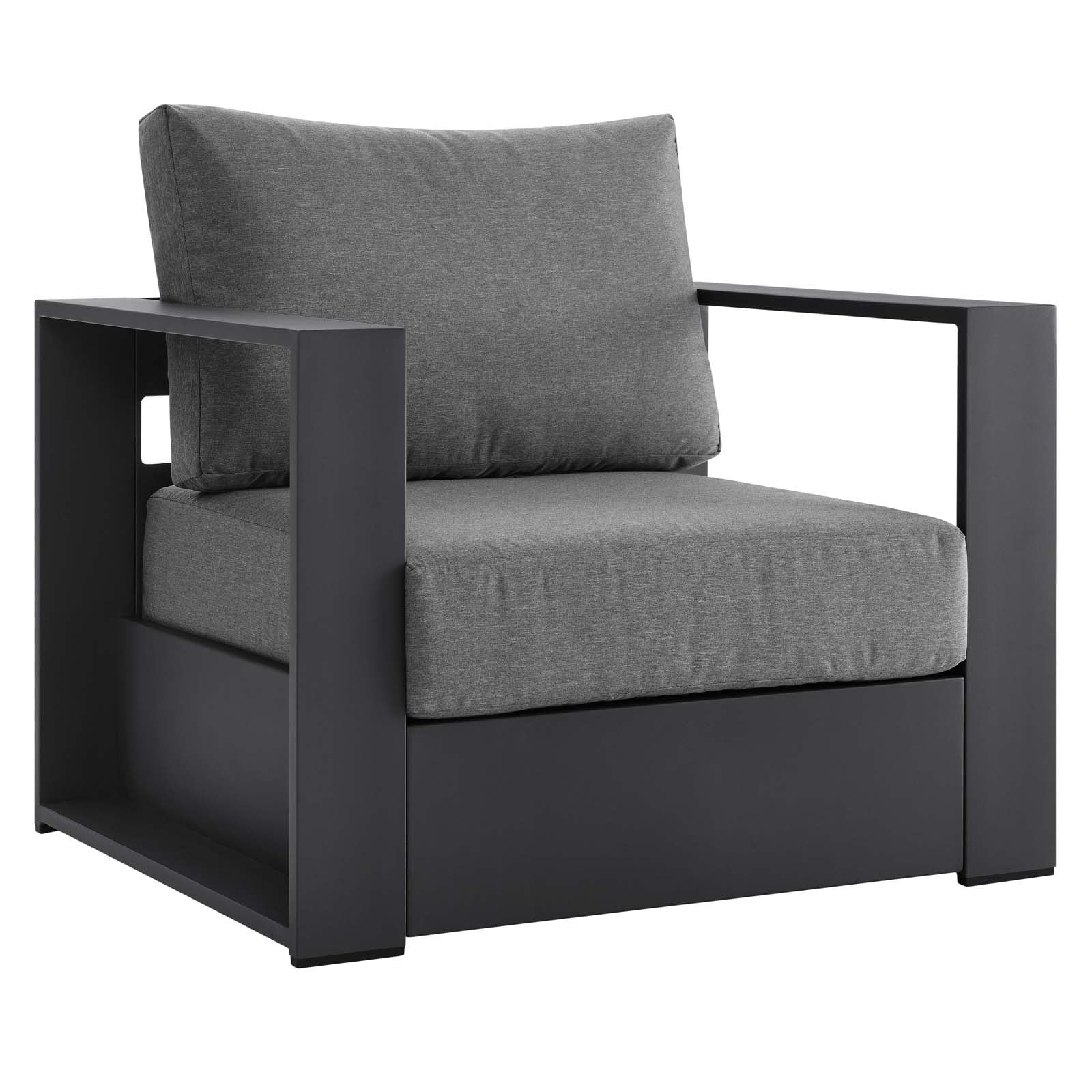 Powder-Coated Aluminum Armchair in Gray Charcoal A35417