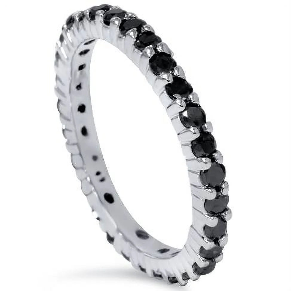 Black Diamond Eternity Ring 14K White Gold V331759