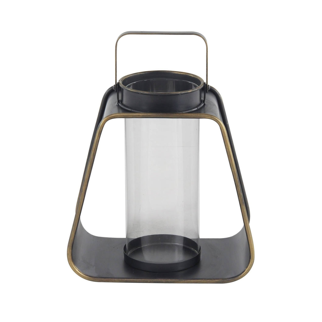 Black Iron and Glass Candle Lantern Q781