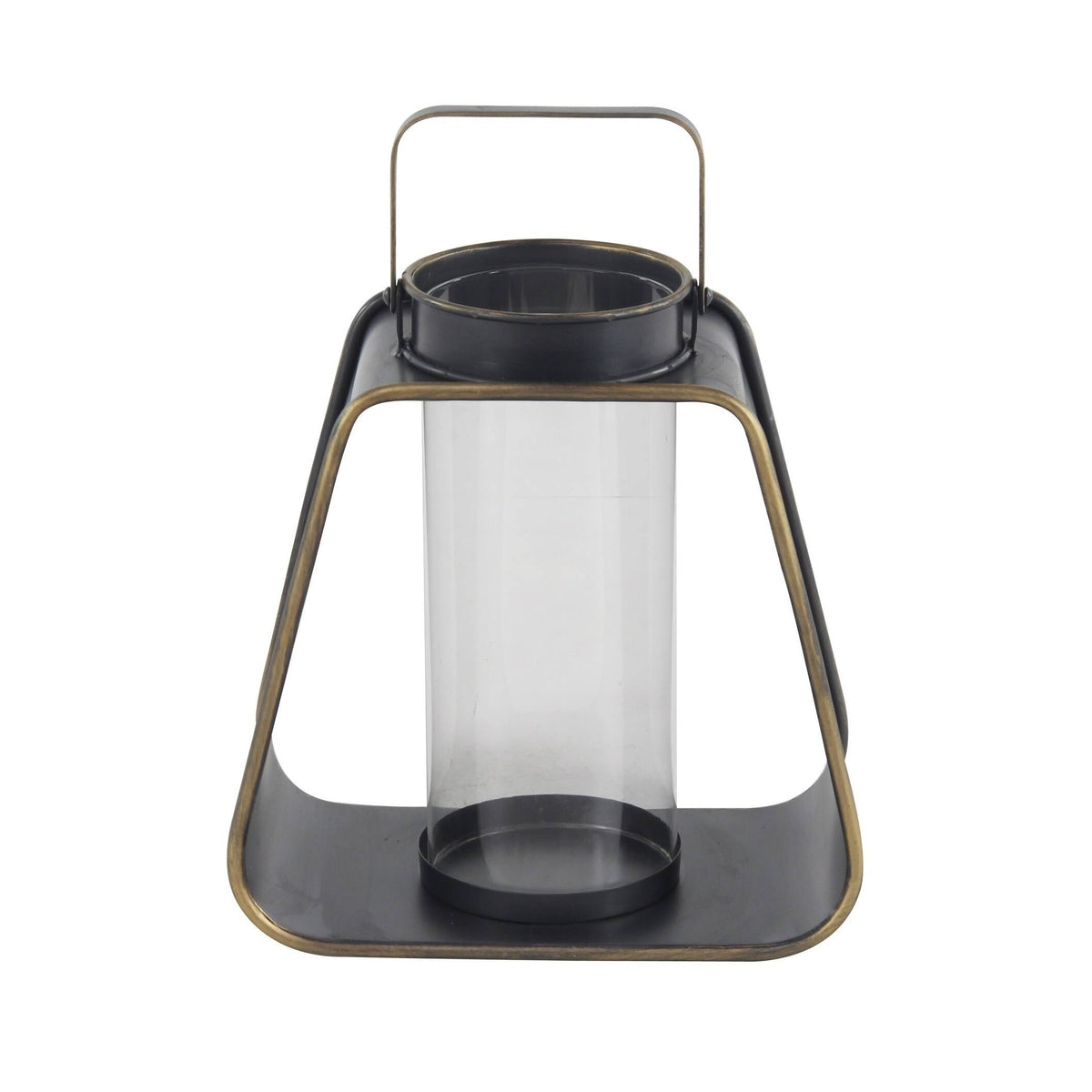 Black Iron and Glass Candle Lantern Q781