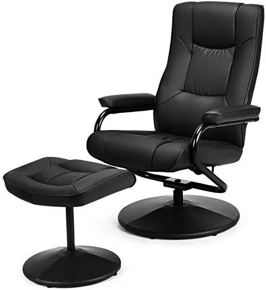 Black PU Leather Swivel Recliner Chair with Ottoman O961066
