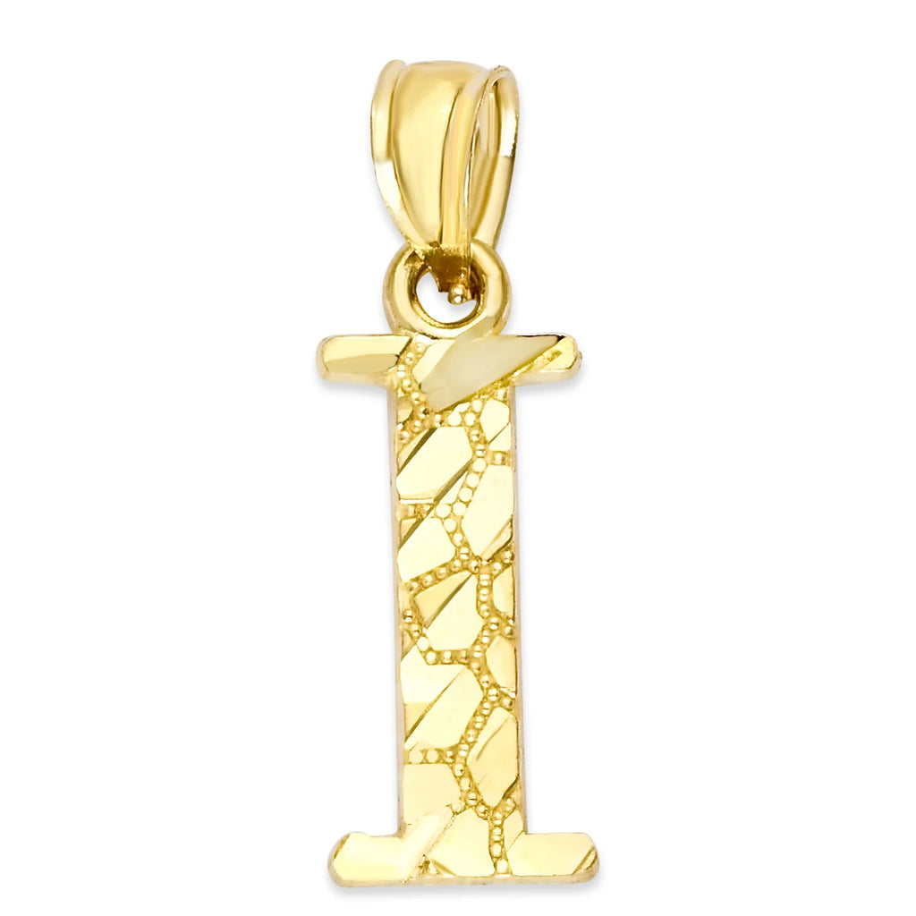 14k Solid Gold Letter I Pendant W234090