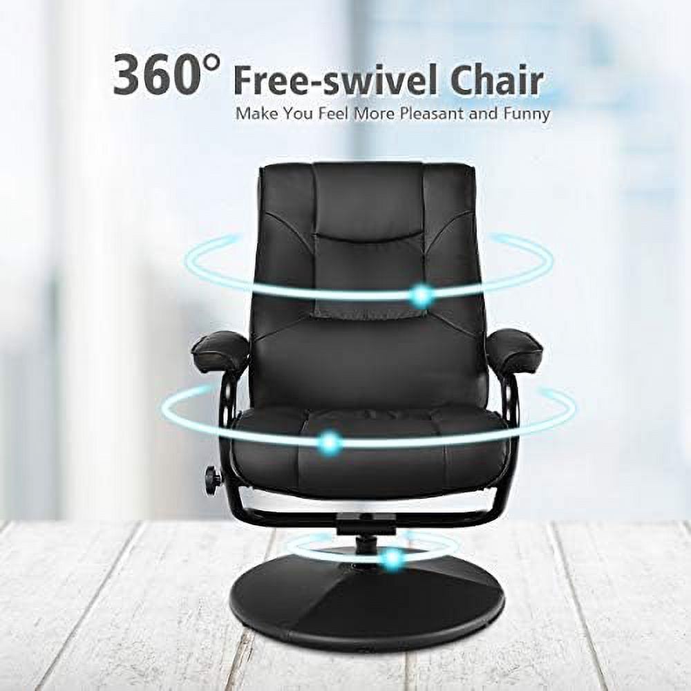 Black PU Leather Swivel Recliner Chair with Ottoman O961066