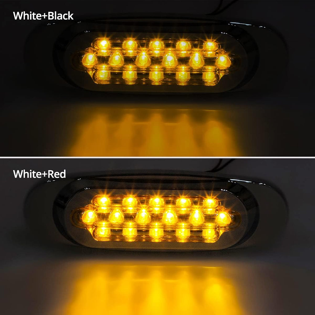 14Pcs 6-1/2 Clear/Amber 16-LED Trailer Side Marker and Turn Signal Lights Chrome Flush Mount Sealed Replacement Pack of 2 Y430336