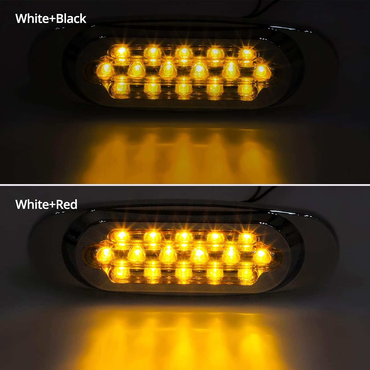 14Pcs 6-1/2 Clear/Amber 16-LED Trailer Side Marker and Turn Signal Lights Chrome Flush Mount Sealed Replacement Pack of 2 Y430336