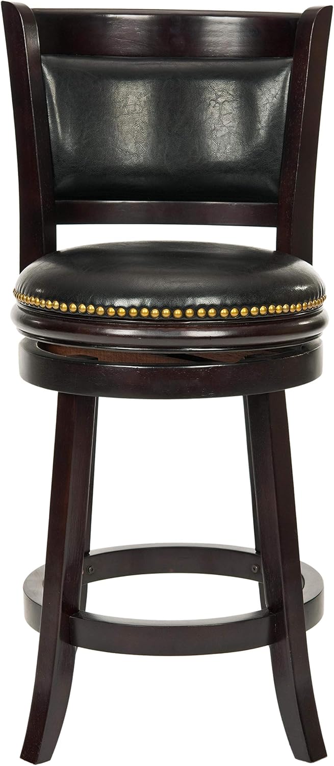 Cappuccino and Black Leather Swivel Counter Stool O463739
