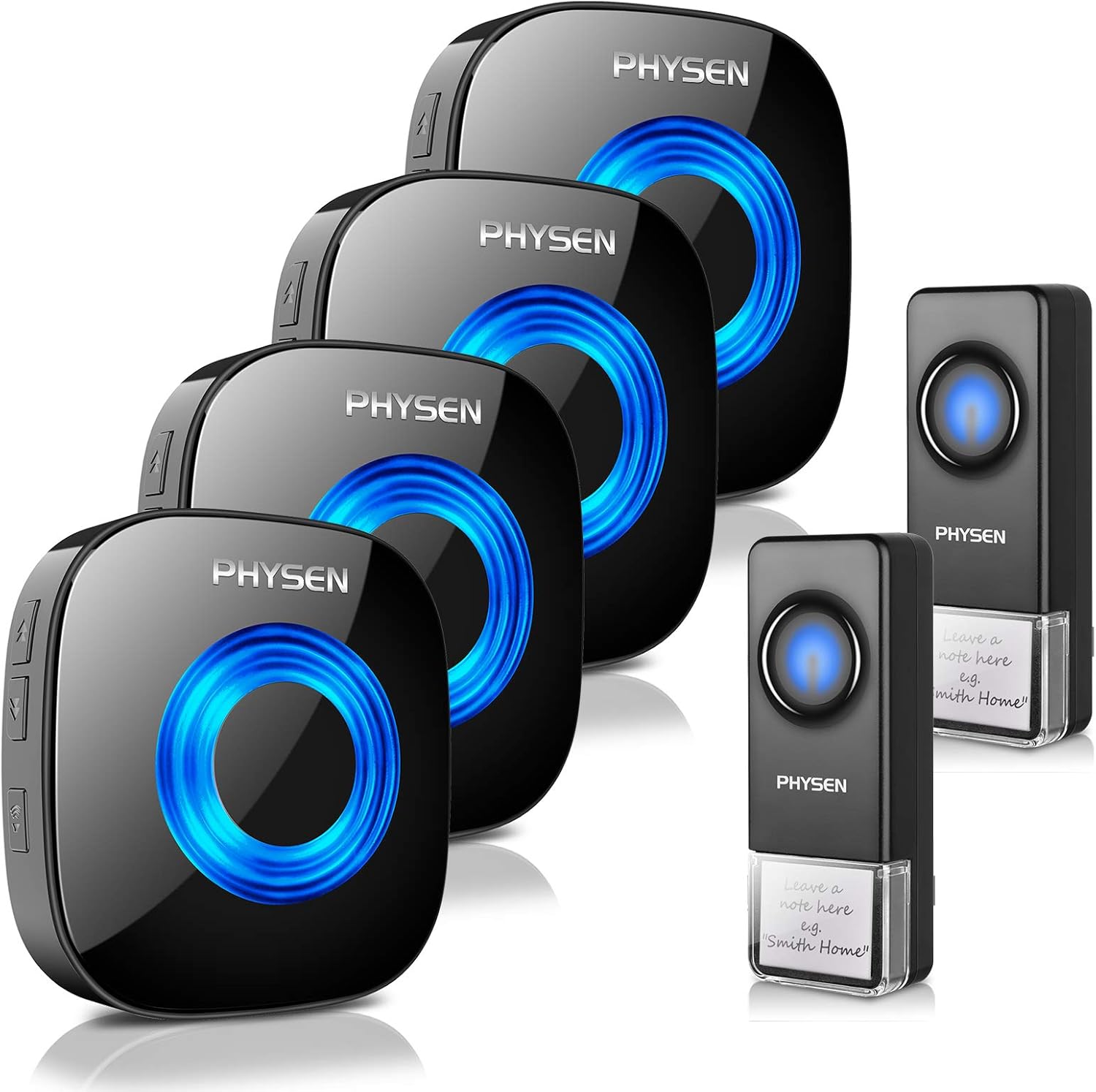 Wireless Doorbell Kit with LED Strobe, 2 Push Buttons + 4 Plug in Receivers R7517