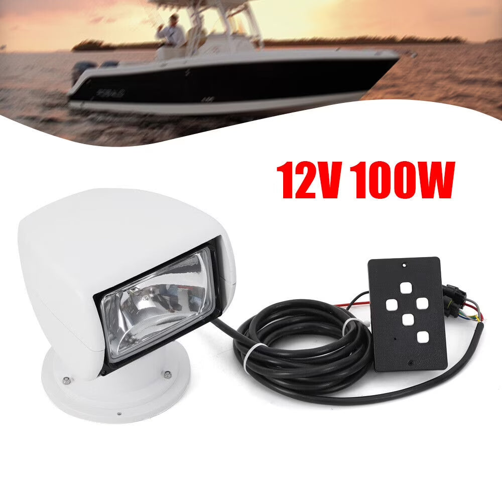 12V 100W Marine Spotlight Remote Control Searchlight 360° Rotate Waterproof O892