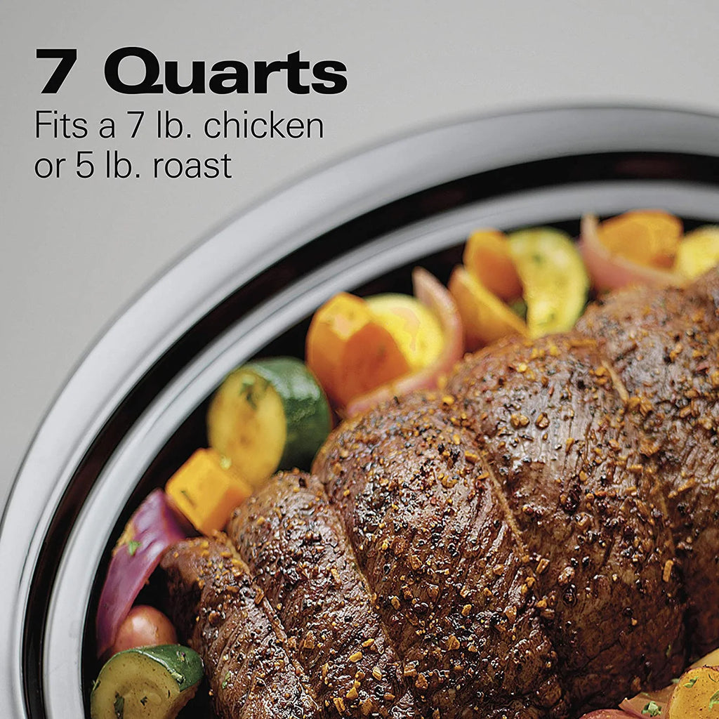 7-Quart Slow Cooker with Lid Latch Strap, Black S498
