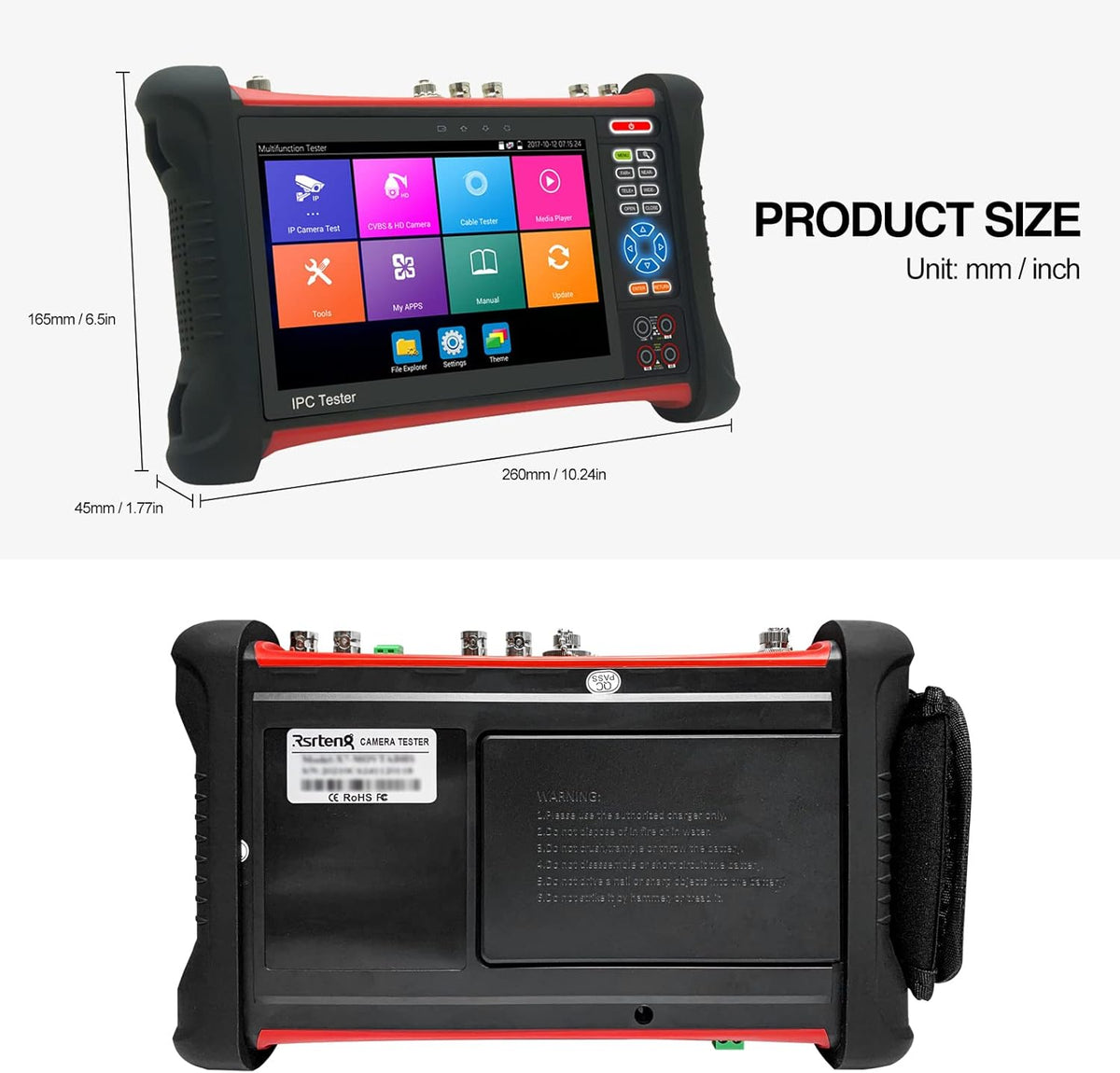 4K CCTV Camera Tester 7 inch IPS Touch Screen Monitor with TVI CVI AHD SDI IP Camera Test R958