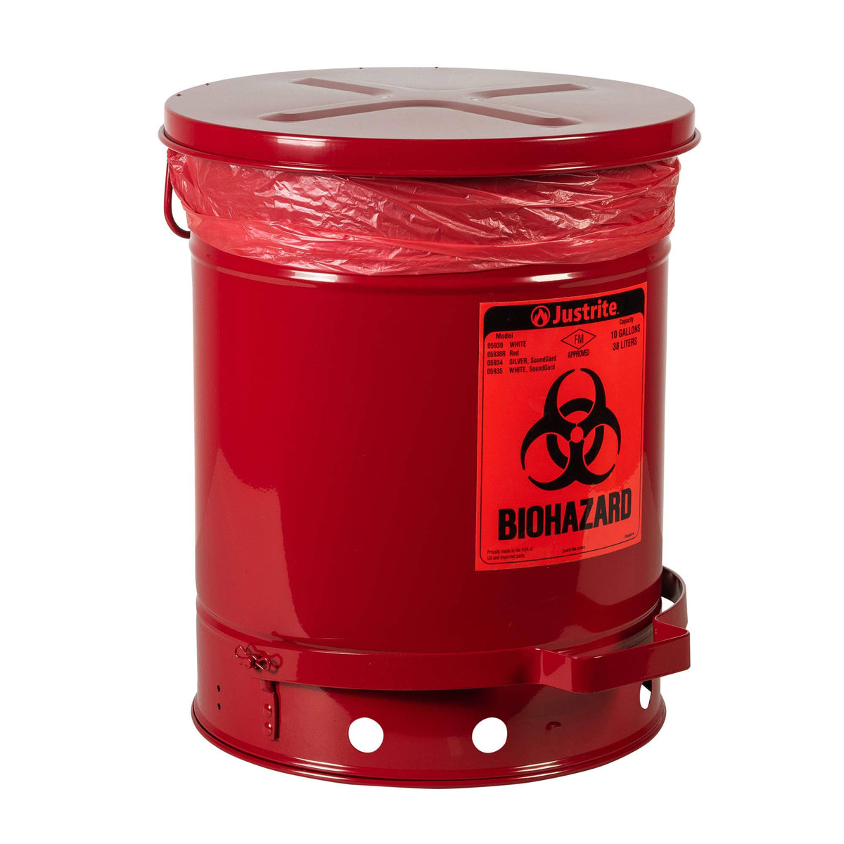10 Gallon Red Biohazard Waste Can D422