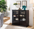 White Wood Curio Cabinet with Glass Sliding Doors D217